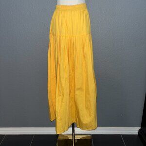 VINTAGE GENE EWING BIS SUNNY YELLOW PULL ON COTTAGECORE 100% COTTON MAXI SKIRT M